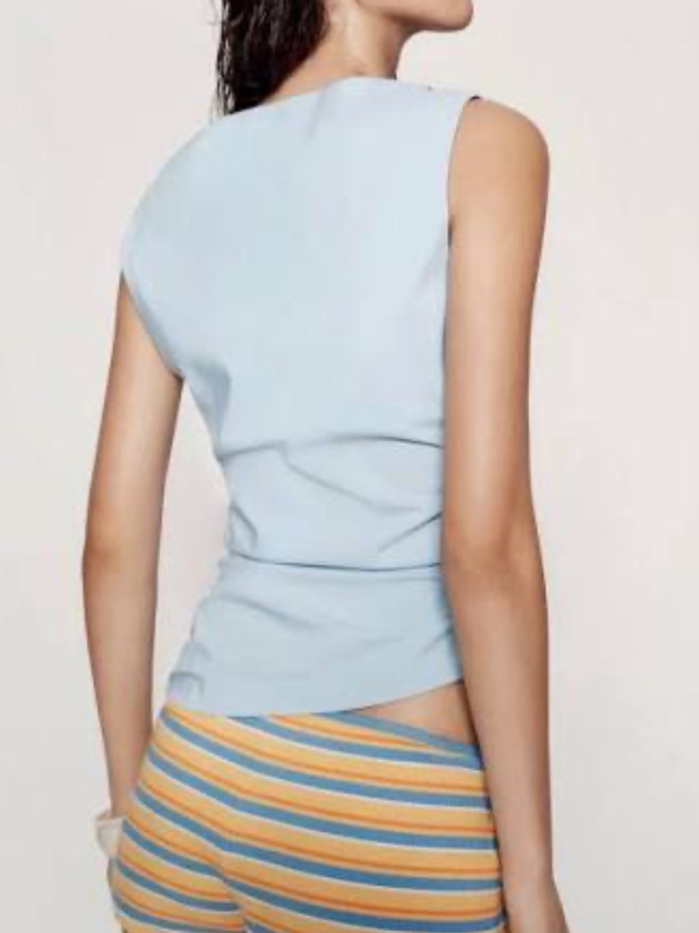 Zara KNOTTED POPLIN TOP - Picture 4 of 6
